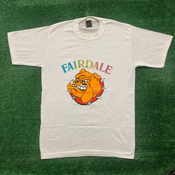 Vintage 80s Bulldog Glitter Shirt Single Stitch Iron On Tee - Picture 1 of 6